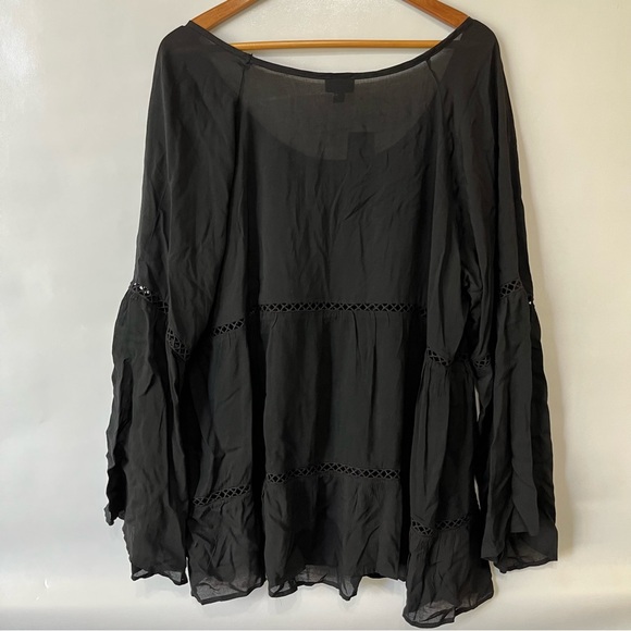 Torrid Black Crochet Trim Bell Sleeve Top NWT - Picture 4 of 9